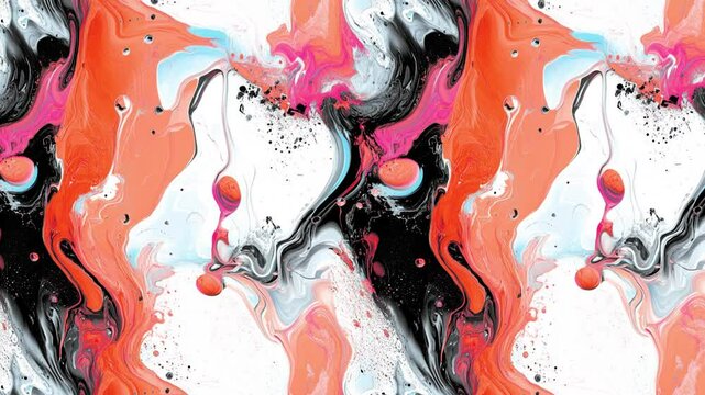 Abstract Orange Pink Black Paint Flowing Loop Background