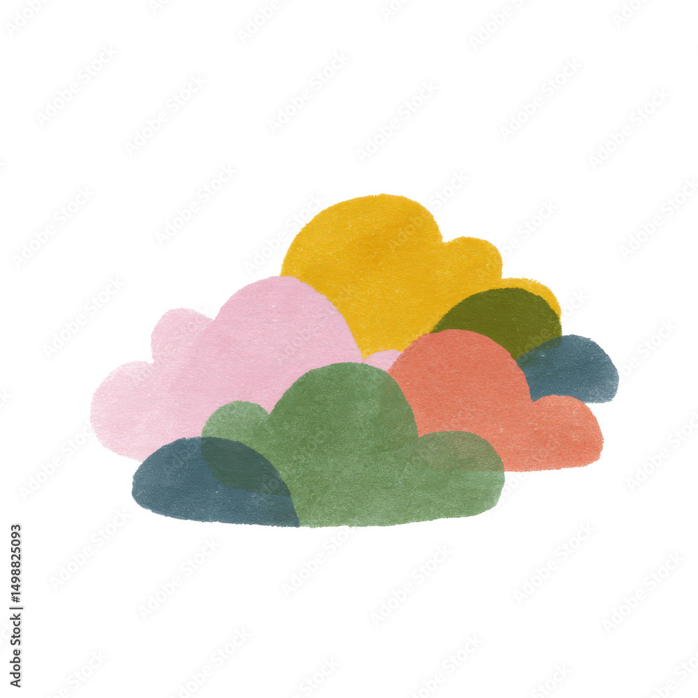 Poster cloud cluster abstract: a captivating artistic image featuring a colorful, abstract cluster of soft 