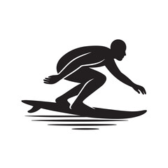 Surfer Crouching Low Board Silhouette