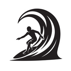 Surfer Riding Big Wave Silhouette