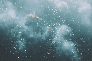 Underwater Whispers: Mysterious patterns of bubbles and fog-like formations dance and drift, creating a sense of intrigue and tranquility in the depths of a deep blue sea.