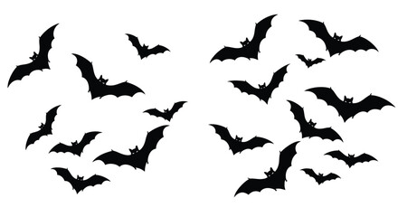 vector silhouettes of bats