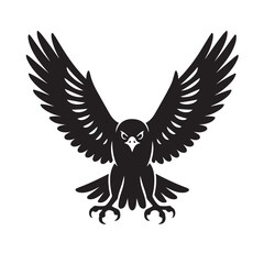 Falcon Spread Wings Front View Silhouette