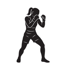 Female Fighter Defensive Stance Silhouette