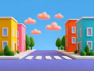 city building downtown real estate road traffic car 3d background