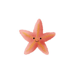 Pink Starfish in the Ocean: A single, charming pink starfish, smiling, resting, against a vibrant and bright environment.