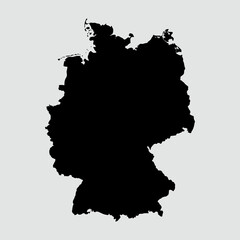 Fototapeta premium Germany black silhouette map isolated on grey background 