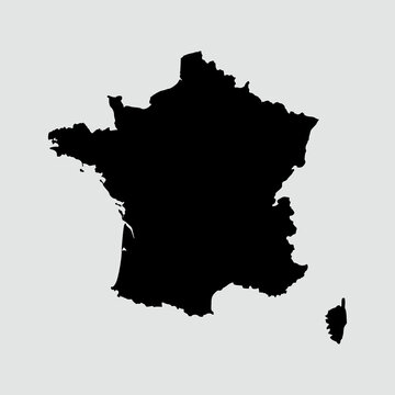 France black silhouette map isolated on grey background	