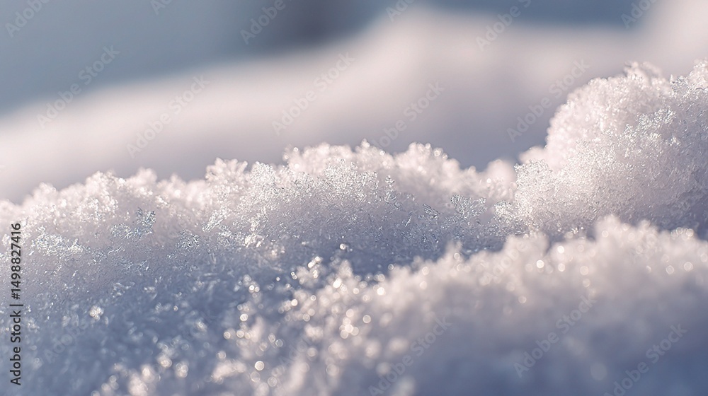 Poster soft white snow macro shot with delicate texture and background