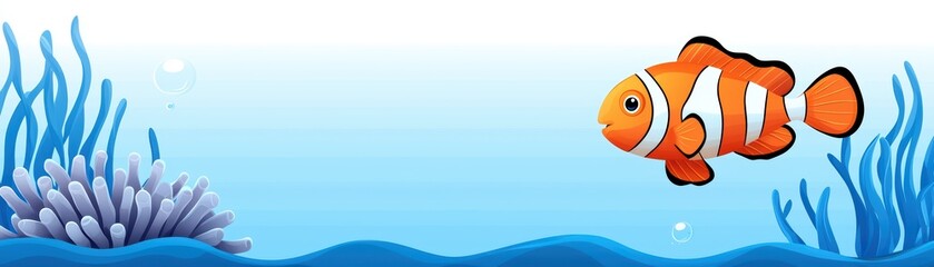 Colorful clownfish swimming in a vibrant sea environment with anemone underwater and bubbles in background