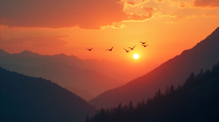 Obraz premium sunset in the mountains