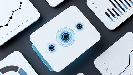 Modern technology concept featuring charts and integrated futuristic user interface designs