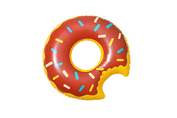Brightly colored donut float brings fun to any summertime pool party, isolated on white, PNG