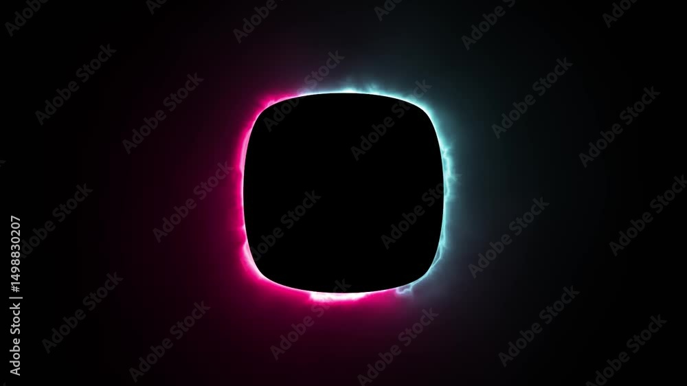 Aufkleber glowing cyan and pink pulsating neon sign square round circle frame line with velocity effects