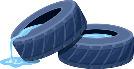 Emptying Water From Old Tires © pande/visulaco