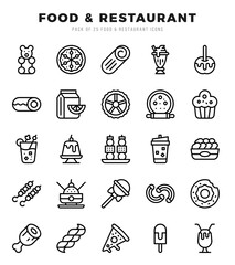 Fototapeta premium Set of Food and Restaurant icons in Lineal style. Lineal Icons symbol collection.