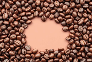 Rich brown roasted coffee beans background, vector illustration,  template,  mocha