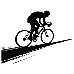 A silhouette of riding bicycle vector on a white background