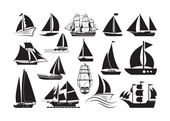 Sailboats vector, Sailboats clipart, Sailboats silhouette
