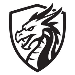 vector image of a dragon head shield logo