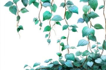 Hanging Green Vines on White Background