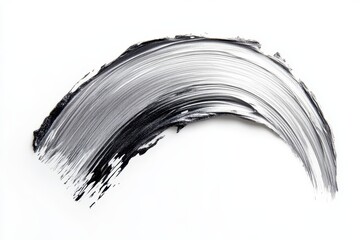 Cool silver paint stroke on a white canvas showcasing artistic expression and modern design trends in contemporary art