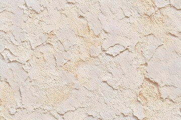 Fototapeta premium Cracked Plaster Texture: A detailed close-up shot reveals the textured surface of aged plaster, showcasing a palette of creamy beige and off-white hues.