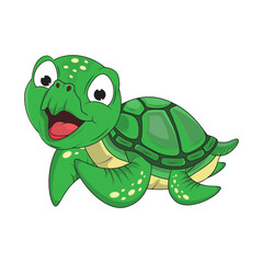 Cute Turtle Animal Cartoon Illustration