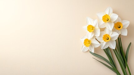 Elegant daffodils arranged on a soft beige background