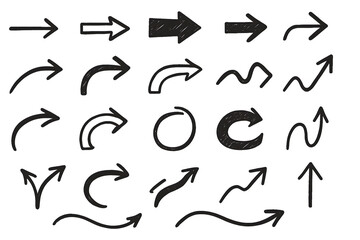Obraz premium Arrows: A dynamic array of arrows in various styles, hand-drawn to provide options. A versatile symbol for navigation. 