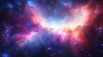 Obraz premium Colorful Cosmic Nebula in the Vast Universe Stretching Across Space
