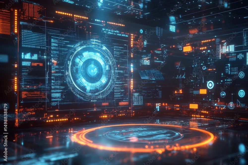 Poster futuristic ai-driven disaster prediction system enhances safety and preparedness in urban environmen