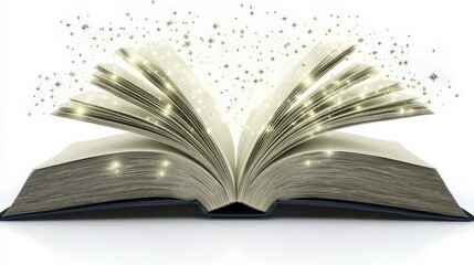 Obraz premium Open Book With Magic Sparkles Flying Around It in Soft Light