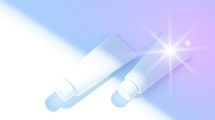 Photorealistic Render Minimalist Cosmetic Lotion Tubes with Vibrant Color Accents