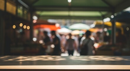 Market Scene with People and Stalls at Outdoor Market