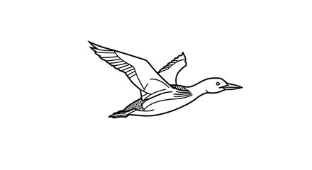 A graceful loon silhouette rendered in clean line art, a simple yet elegant vector illustration. Perfect for nature, wildlife, and minimalist design aesthetics.