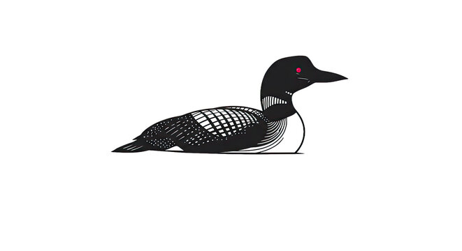 A graceful loon silhouette rendered in clean line art, a simple yet elegant vector illustration. Perfect for nature, wildlife, and minimalist design aesthetics.