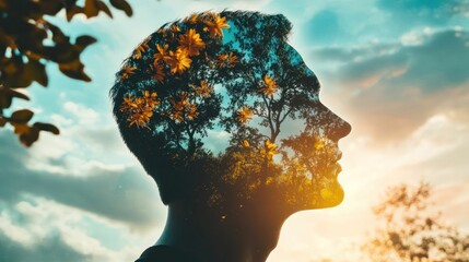 Inner Harmony: A Silhouette of Nature's Embrace within the Human Mind