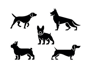 Fototapeta premium Silhouette Collection of Popular Dog Breeds
