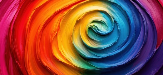 Vibrant rainbow swirl painting showcasing colorful abstract art techniques