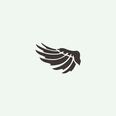 Feather wings icon logo flat vector design