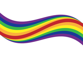 Bandera de colores LGBTIQ+ ondulada en fondo blanco
