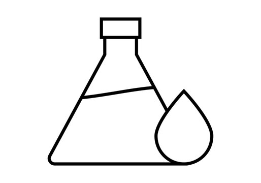Icono negro de matraz con gota representando aditivos