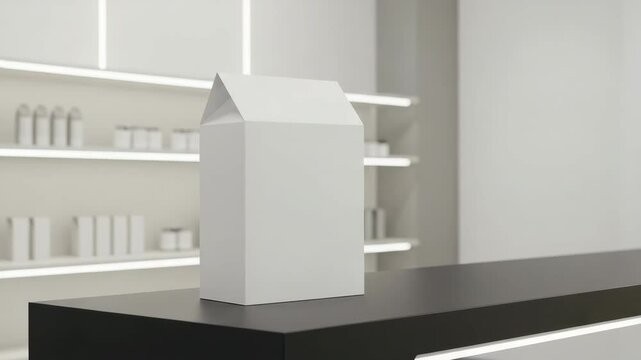 Innovative packaging showcased on a sleek display table in a contemporary retail space
