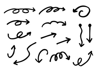 ベクターのペンの手書きの矢印セット (モノクロ)