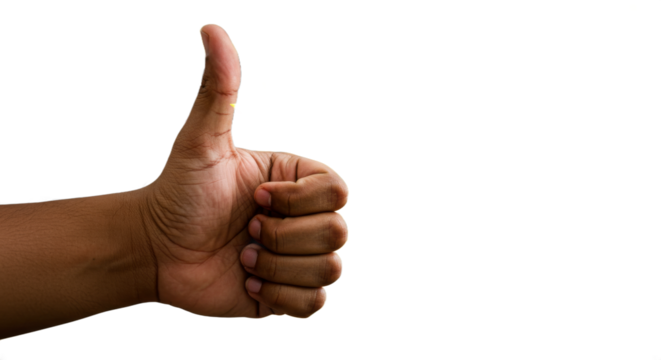 Thumbs up gesture against black