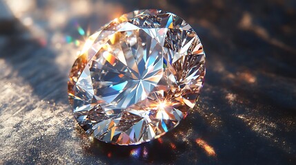 Fototapeta premium A macro shot of a diamond with intricate facets catching sunlight