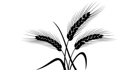 A clean, stylized black silhouette of three stalks of wheat grain, isolated on a white background. Ideal for agriculture, food, natural, and minimalist design themes. © Slamat