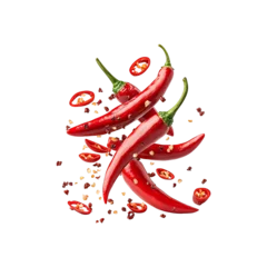 Falling sliced red hot chili peppers png