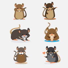 happy cute color rat vector